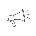 Megaphone outline icon. Loud speaker or bullhorn symbol. Vector illustration Royalty Free Stock Photo